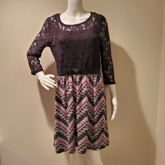 NWT Speechless Lace Top Chevron Skirt Dress XL - Picture 1 of 6